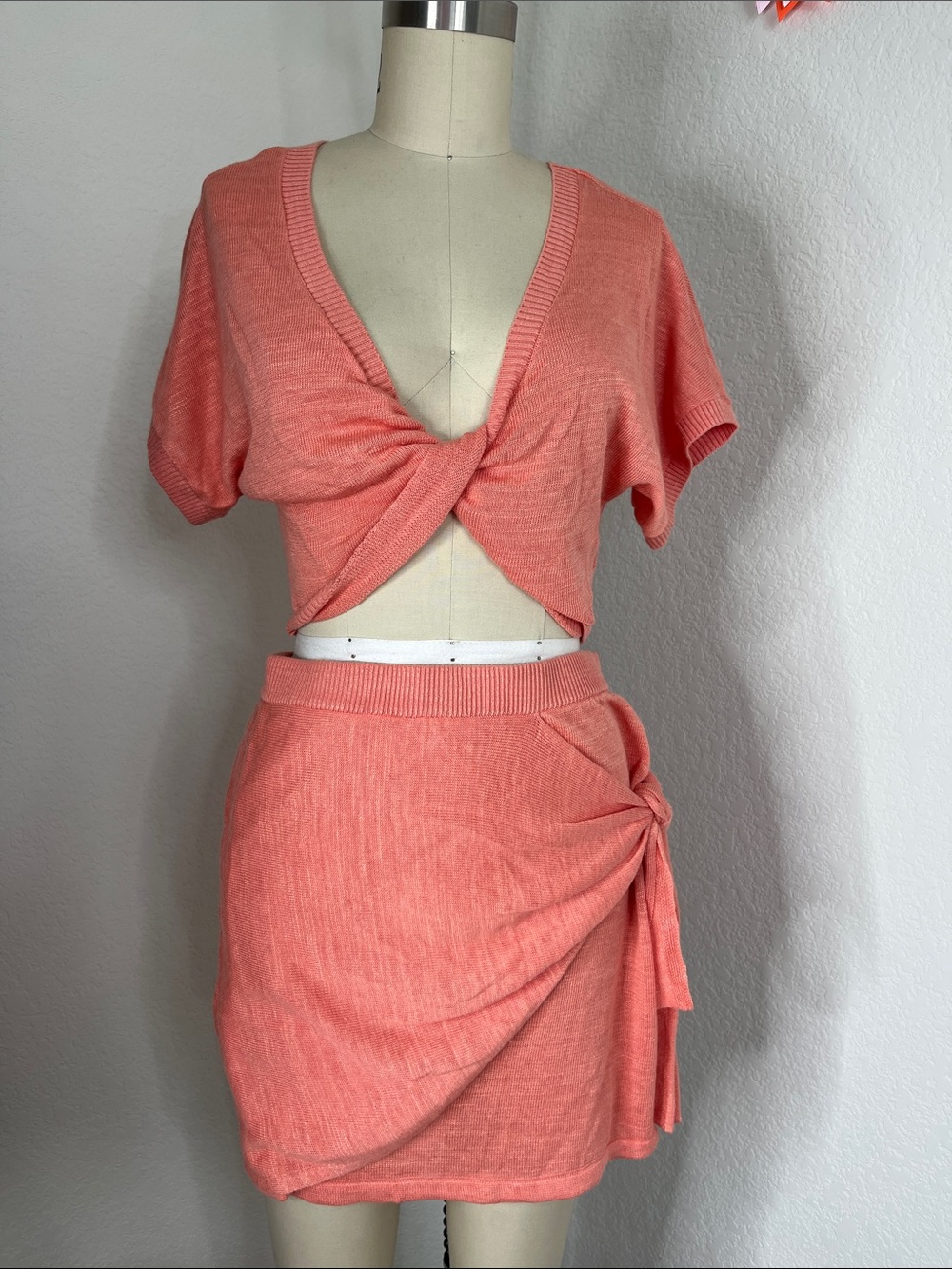 l*space Linen Blend Riley Twist Top Vagabond Mini Skirt Vacation Honeymoon Set